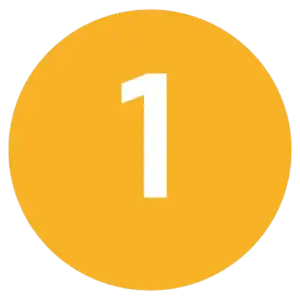 1. geel nummer 1 op ronde sticker.